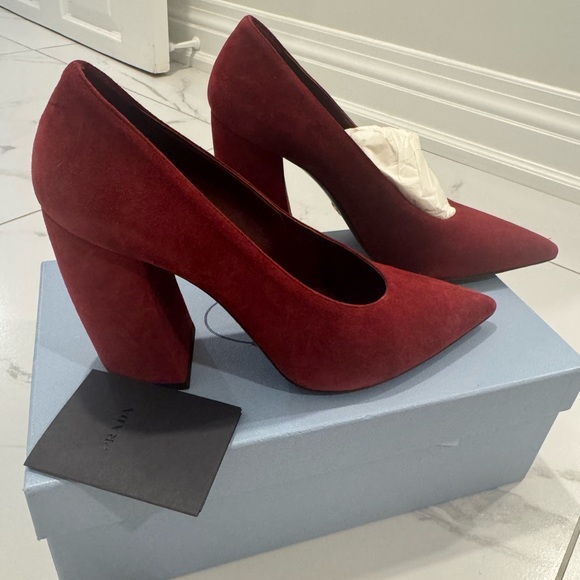 Prada Women's Bold Red Block Heels - Picture 12 of 12